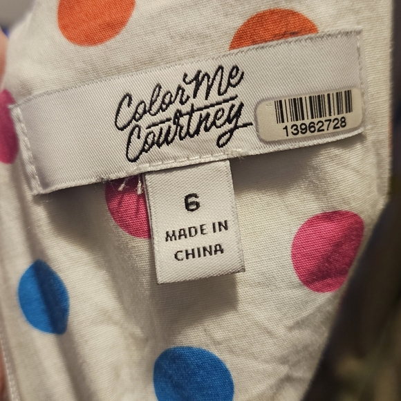 Dipping Dot Coco, Color Me Courtney Polka Dots, Sleeveless Dress Sz 6 - Picture 9 of 12